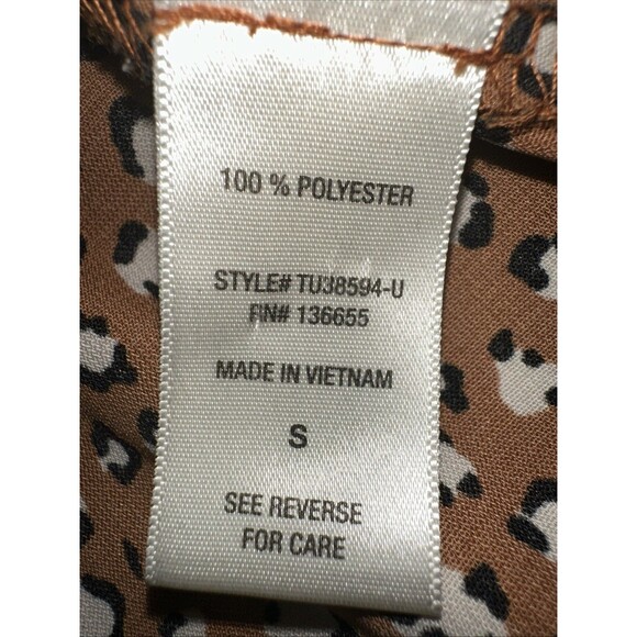 West Kei Orange Leopard Print 3/4 Sleeve Blouse Size Small - Picture 7 of 10